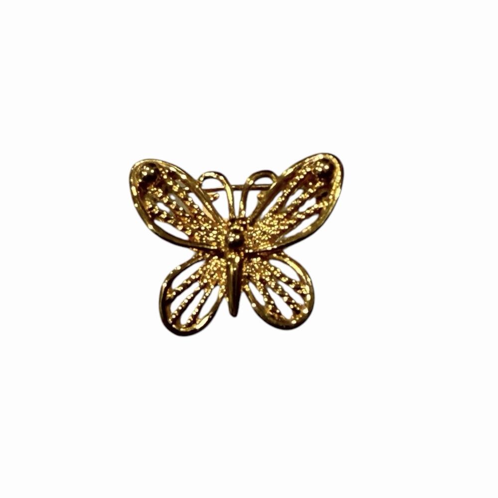 Vintage Napier Gold Tone Butterfly Brooch Open Work Signed 1” Pin
